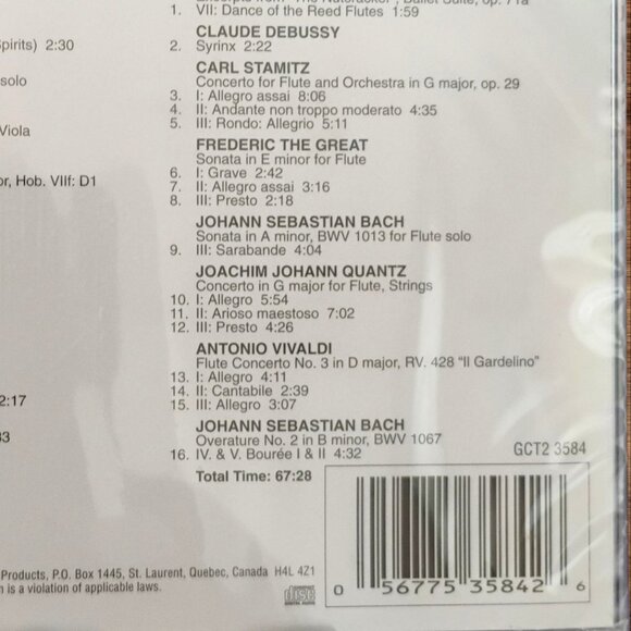 The Romantic Flute Music CD - Vivaldi Haydn Beethoven 2003 NEW 2 CD Set - Picture 3 of 3